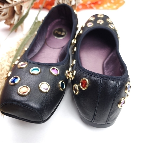RAS Luxury Brand Blue Jeweled Ballet Flats Sz 38 - Picture 5 of 9